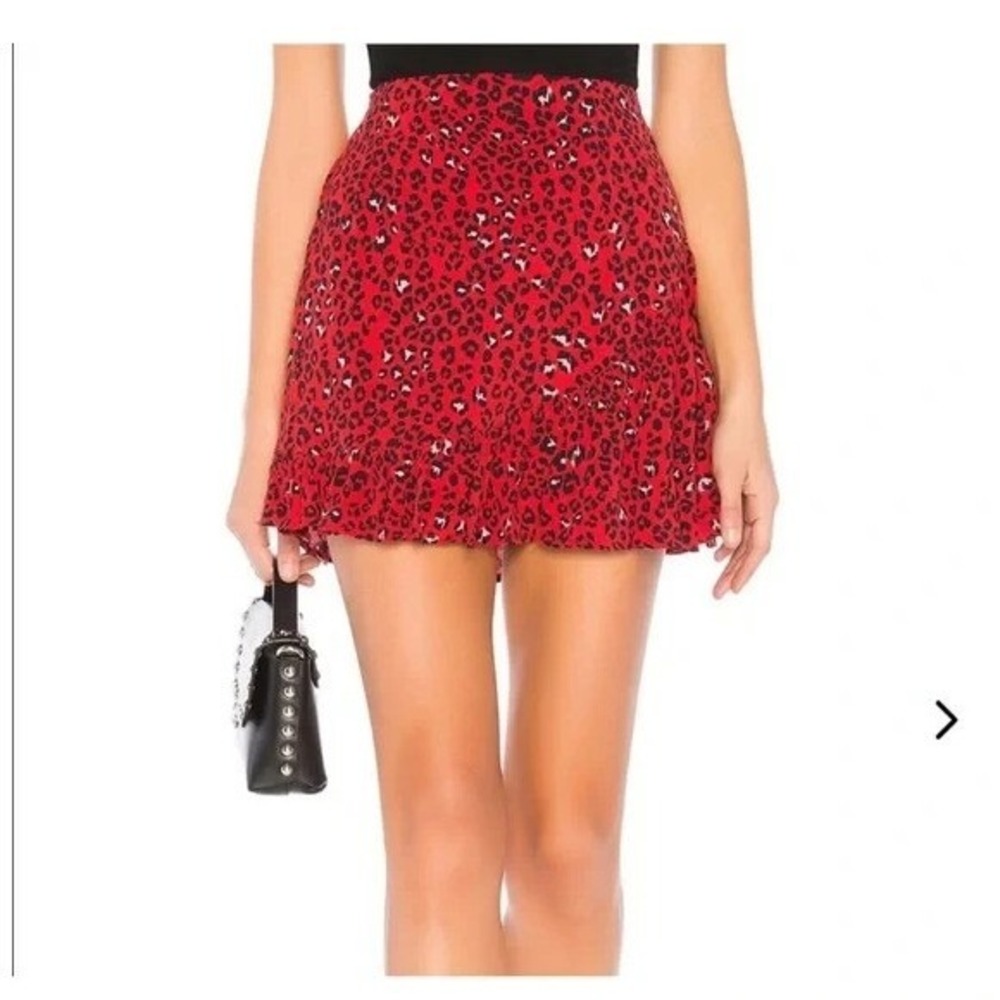 Revolve Lovers + Friends Lena Cheetah Animal Print Ruffle Mini Skirt Medium  NWT